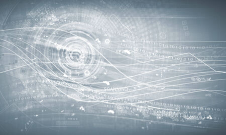 Media background image with icons and binary codeの写真素材