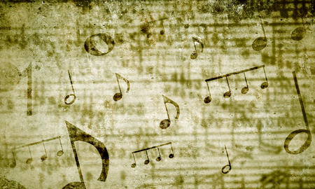 Conceptual image of music theme with keys and notesの写真素材