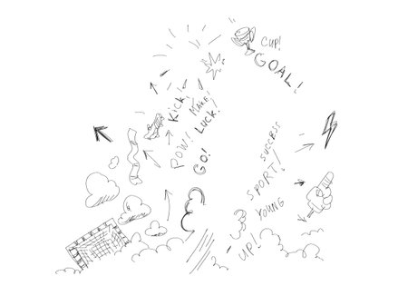 Background conceptual image with football sketches on white background