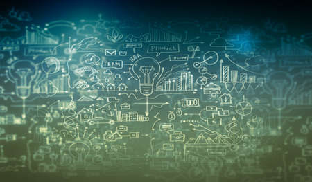 Strategy background image with sketches and drawingsの写真素材