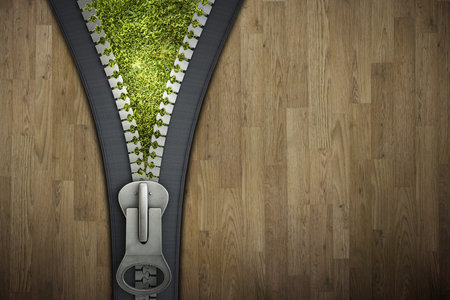 Conceptual image with zipper and nature landscape