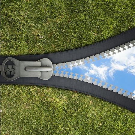 Conceptual image with zipper and nature landscape