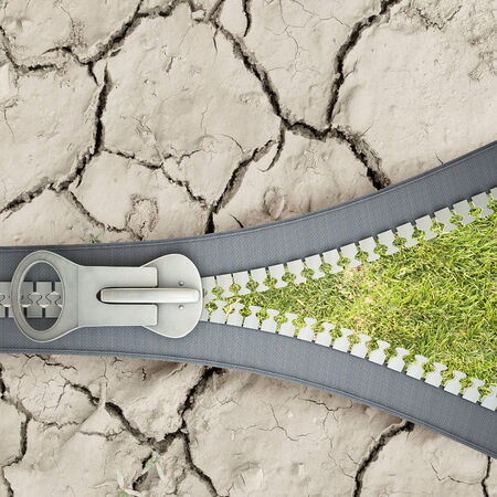 Conceptual image with zipper and nature landscapeの写真素材