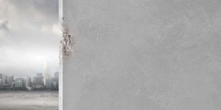 Background image with brick damaged wall  Place for textの写真素材