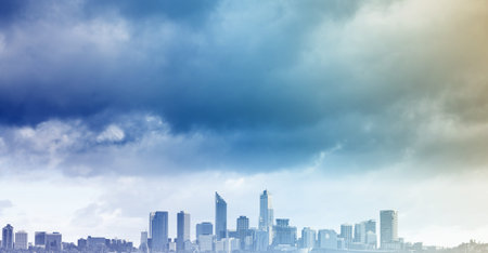 Dark background image of modern city scene