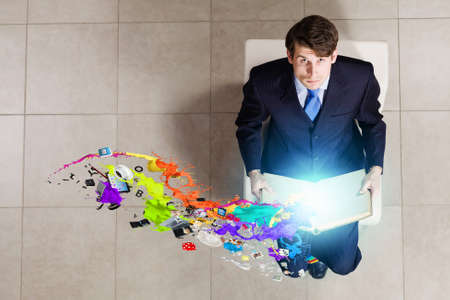 Top view of businessman sitting on chairの写真素材