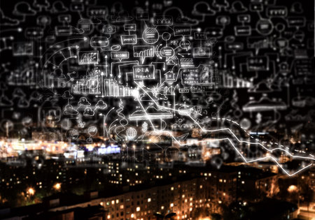 Strategy background image with sketches and drawings