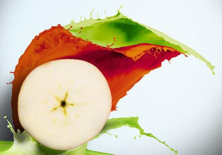 Conceptual image of juicy fruits against splashes at backgroundの写真素材