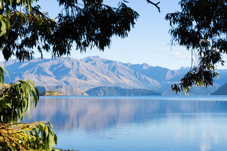 Natural landscape of New Zealand alps and lakeの写真素材