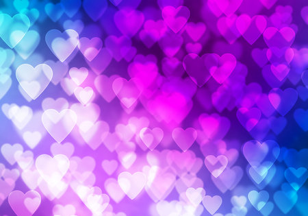 Abstract background image with bokeh lights and hearts