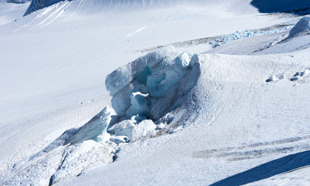 Mountain landscape with snow and clear blue sky