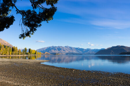 Natural landscape of New Zealand alps and lakeの写真素材
