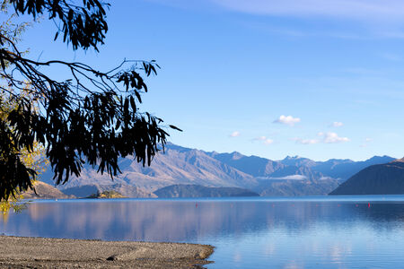Natural landscape of New Zealand alps and lakeの写真素材