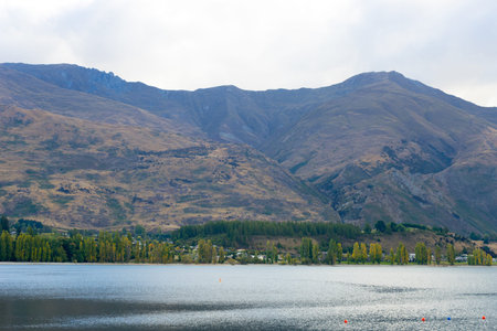 Natural landscape of New Zealand alps and lake