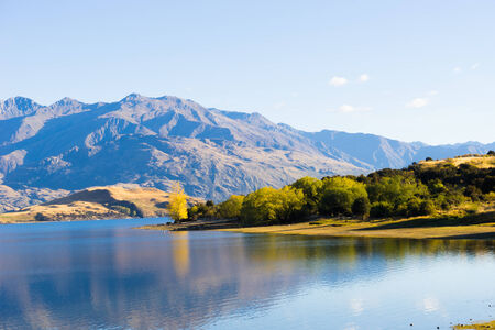 Natural landscape of New Zealand alps and lakeの写真素材