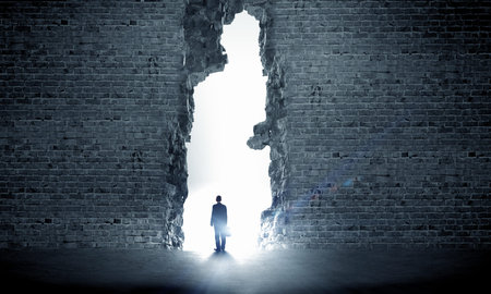 Silhouette of businessman standing in air gap