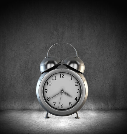 Big old-style clock and many businesspeople aroundの写真素材