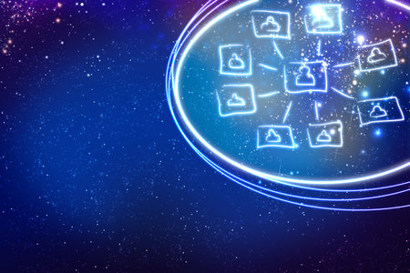 Background blue image with social networking concept