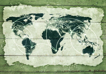 Conceptual background image of world map and connection linesの写真素材