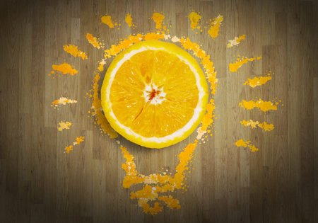Half of fresh orange on white backgroundの写真素材