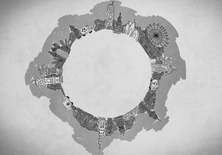 image with building sketches. Place for textの写真素材