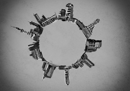 Background image with building sketches. Place for text