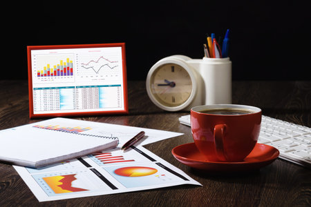 Close up of office workplace with paper documents