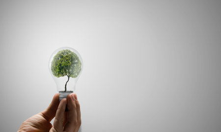 Light bulb with tree inside. Ecology concept