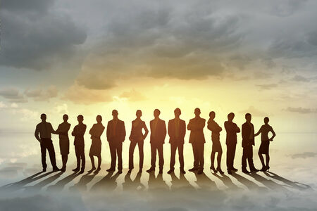 Large group of business people standing in lineの写真素材
