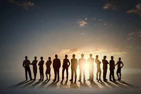 Large group of business people standing in lineの写真素材