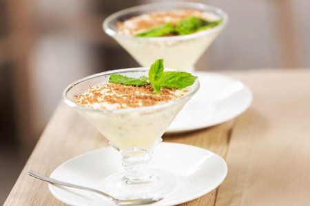 Close up of tasty dessert on table