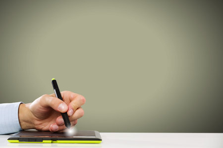 Close up of human hand drawing business strategy plan