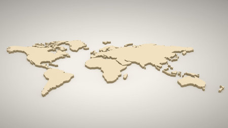 Conceptual image with world map on concrete wall