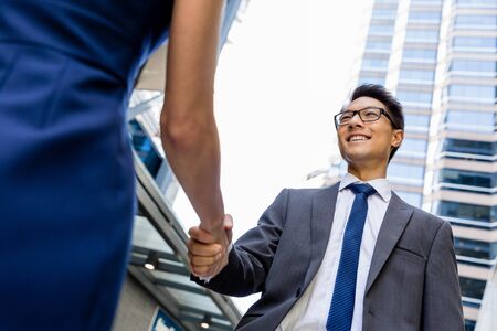Businessman meeting his colleague outdoorsの写真素材