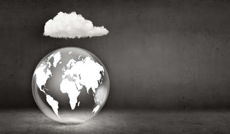 Computing concept with Earth planet and cloudの写真素材