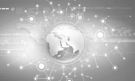 Conceptual image of digital planet with connection linesの写真素材