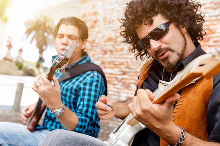 Band of musicians playing in the streetの写真素材