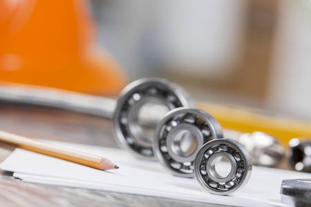 All kinds of plumbing and tools on sheet of paperの写真素材