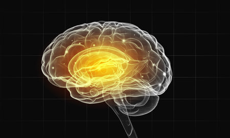 Concept of human intelligence with human brain on black background