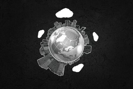 Computing concept with Earth planet and cloudの写真素材