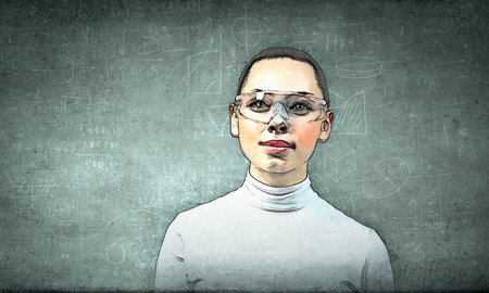 Portrait of young thoughtful woman in grunge style