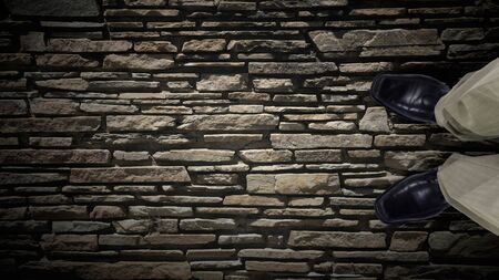 Top view of businessman legs choosing his wayの写真素材