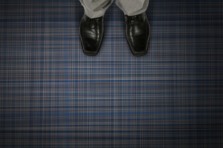 Top view of businessman legs choosing his wayの写真素材