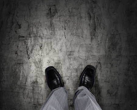 Top view of businessman legs choosing his wayの写真素材