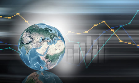 Conceptual image of modern business and technology with Earth planet. 