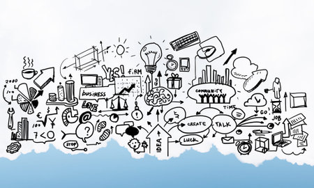 Background image with sketches of plan and startegy