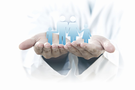 Close up of human hands showing family conceptの写真素材