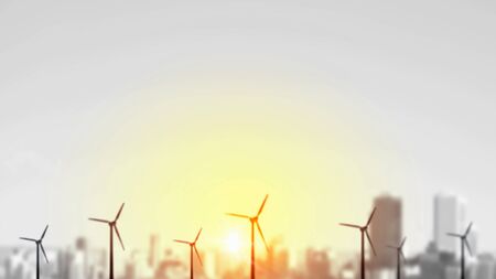 Some windmills standing in desert. Power and energy conceptの写真素材