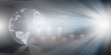 Conceptual image of modern business and technology with Earth planetの写真素材