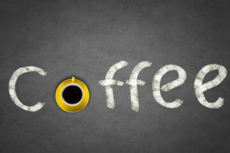 Word coffee with cup instead of letter Oの写真素材